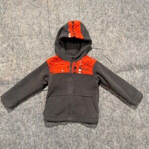 Columbia Kids Gray Plaid Quilted Fleece Full Zip Hoodie Jacket 24 Months